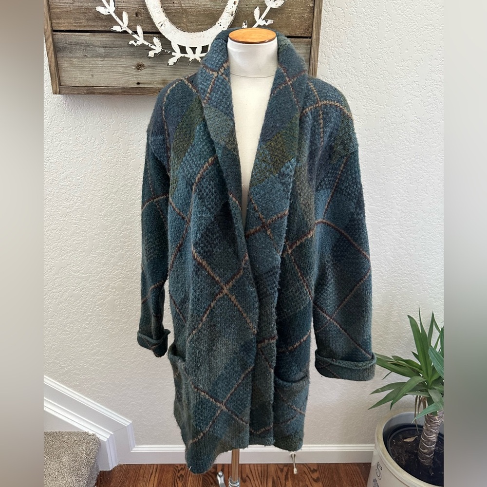VTG Lauren Ralph Lauren Hand knit Wool Alpaca Blend Cardigan Sweater‎ Ladies L